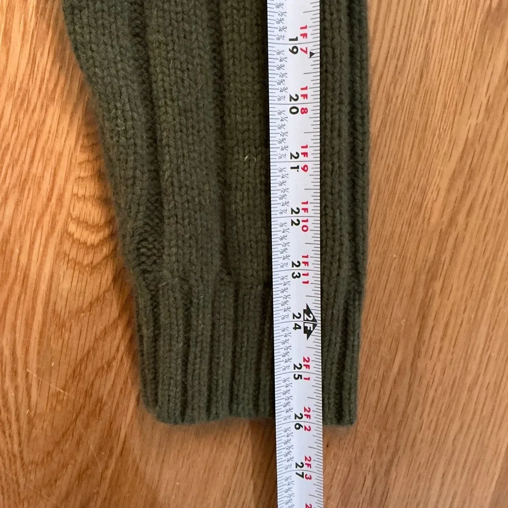 Lands' End XXL Shawl Collar Sweater‎ Green Merino Wool Blend Ribbed Knit